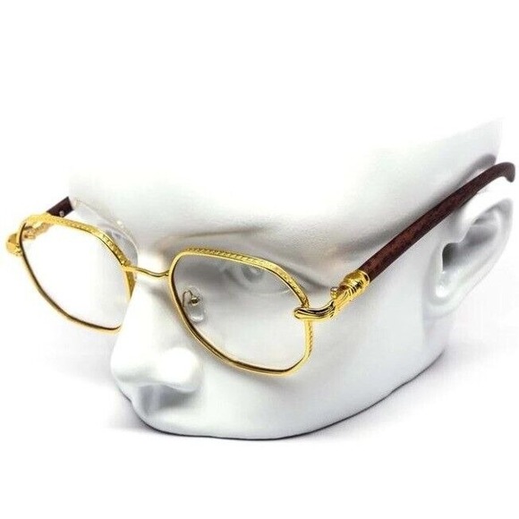 Gold Octagon Glasses Clear Lens Vintage Style Hip Hop Men Retro EyeGlasses Gafas - Picture 2 of 6